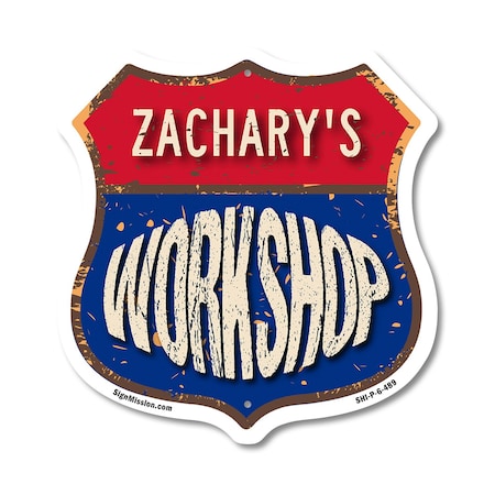 Signmission Zachary's Workshop, 6 Inch X 6 Inch, Plastic Sign SHI-P-6-489-ZACHARY