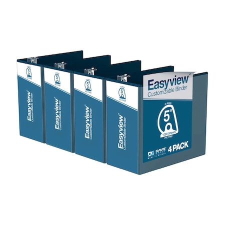 Davis Group Easyview Premium, Angle D Ring, Customizable, View Binder, (Navy Blue, 5"), PK4 8407-72-04
