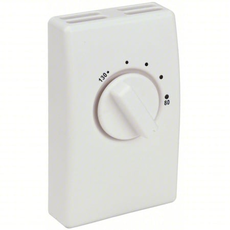 Columbus Electric Line Voltage Attic Fan Thermostat, 80 to 130 Degree Analog Dial, Cool Only, White 1A22-7