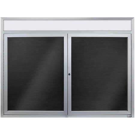 Aarco Enclosed Letter Board Directory w/ Clear Satin Anodized Al Frame and Header, 36''Hx48''W, 2 Doors ADC3648H