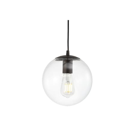 Jonathan Y Bleecker 7.75" Metal/Glass Globe LED Pendant, Clear/Oil Rubbed Bronze JYL9528D