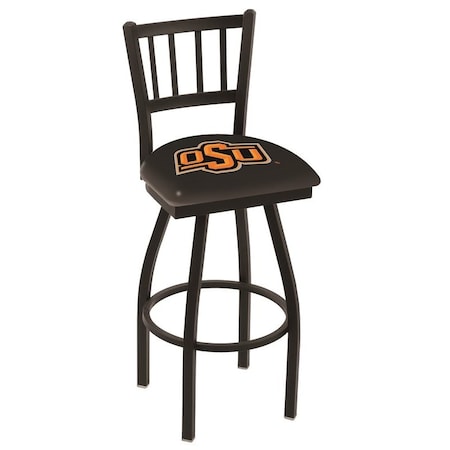 Holland Bar Stool Co 30" Blk Wrinkle Oklahoma State Swivel Bar Stool, Jailhouse Back L01830OKStUn