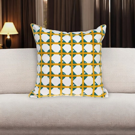 Homeroots 20" Gold and White Geometric Throw Pillow 529336