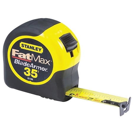 Stanley 33-735 Tape Measure, 35 ft L Blade, 1-1/4 in W Blade, Steel Blade, ABS Case 33-735THR