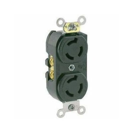 Leviton LockingReceptacle, 15A, 1-1/2hp, 250VAC, Blk 4550