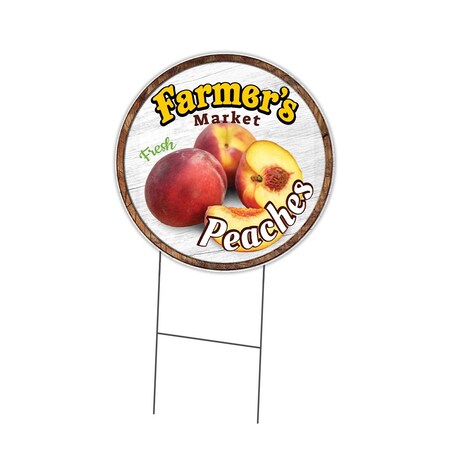 Signmission Farmers Market Peaches Double Sided Corrugated Plastic Circle Yard Sign, C-24-CIR-DS-WS- Peaches C-24-CIR-DS-WS- Peaches
