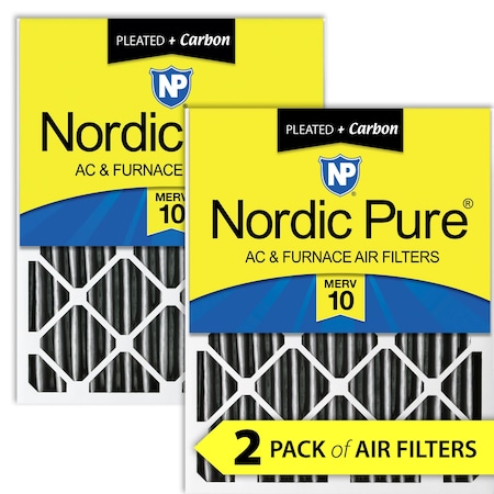 Nordic Pure 12x24x4 Plus Carbon Pleated Air Filter, High Capacity, MERV 10, 2 PK 12x24x4PM10C-2