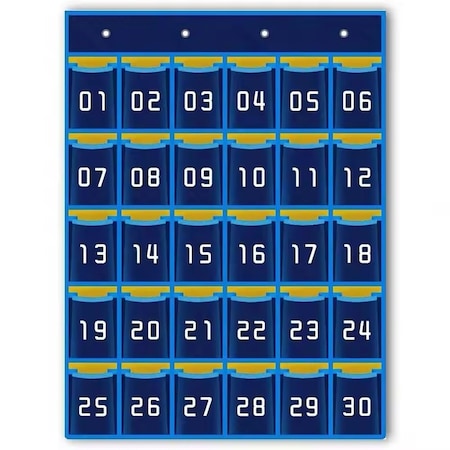 Kore Design Hanging Cell Phone Pocket Storage Classroom Organizer, 30-Pockets, Blue/Yellow KDPS-3014