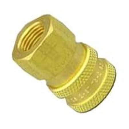 Mi-T-M Adapter, 1/4 x 1/4 in Connection, Quick Connect Socket x FNPT, Brass AW-0017-0001