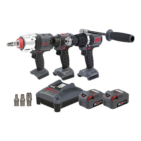 Ingersoll-Rand Tool Combination Kit, 20 V DC, Cordless IQV20-3D2WDXS