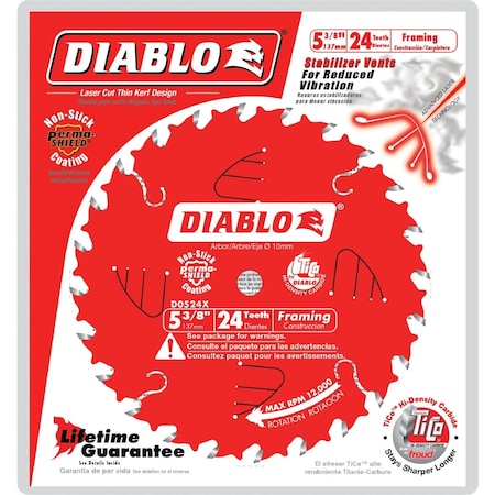 Diablo 5-3/8'' 24-Tooth Framing Circular Saw Blade D0524X