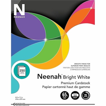 Neenah Paper BrightWhiteCardtock, 65lbs, 8.5x11, PK250 91904