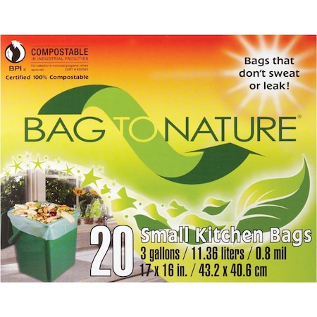 Bag To Nature Bag-To-Nature 3 Gal. Compostable Green Trash Bag, 20-Count 41201