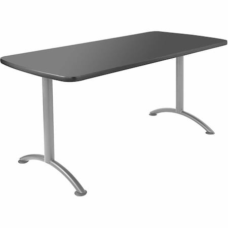 Iceberg ARC Rectangle Table, Graphite Top, Silver Steel Frame, 36 in W x 72 in L x 29 in H 69227