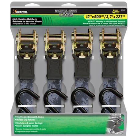 Keeper 43509 1 in. x 12 ft. Digital Gray Camo Ratchet Tie Down, 4PK 200781