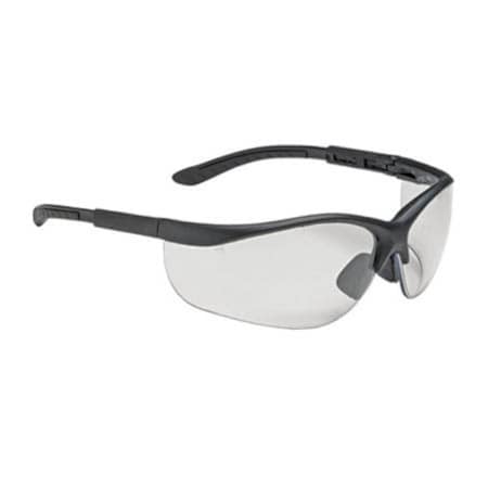 Bouton Optical Semi-Rimless Safety Glasses with Black Frame, Clear Lens and Anti-Scratch / Anti-Fog Coating 250-21-0420