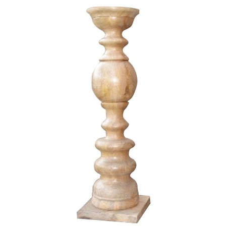 Homeroots 29" Natural Floor Solid Wood Candle Holder 482662