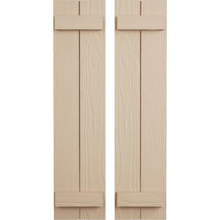 Ekena Millwork Rustic Two Board Joined Board-n-Batten Sandblasted Faux Wood Shutters, 11W x 54H, PR SHUBJS11X54SDPR