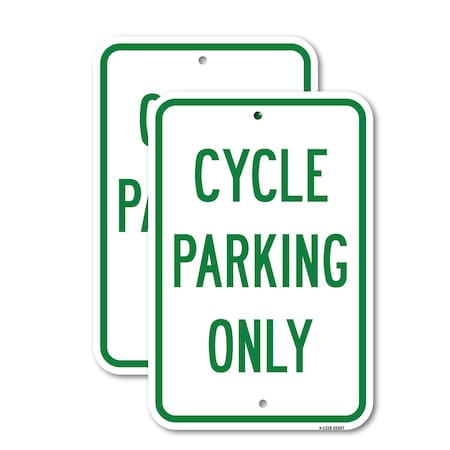 Signmission Cycle Parking Only, 18'' X 24'' 2 Signs, Heavy Gauge Aluminum, 2PK A-1824-2PACK-25267