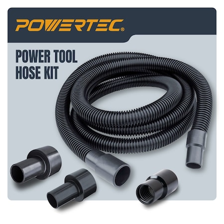 Powertec 10 Ft. Dust Collection Hose Kit w/ 5 Fittings for Woodworking Power Tools Home, Wet/Dry Shop Vacuums 70347