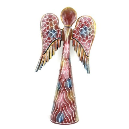 Croix Des Bouquets H Hand Painted Metalwork Angel, 12 in. - Pink HMDANG2-534107