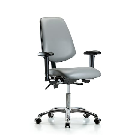 Blue Ridge Ergonomics Vinyl Chair, Vinyl, Adjustable Arms BR-VDHCH-MB-CR-T1-A1-CC-8840