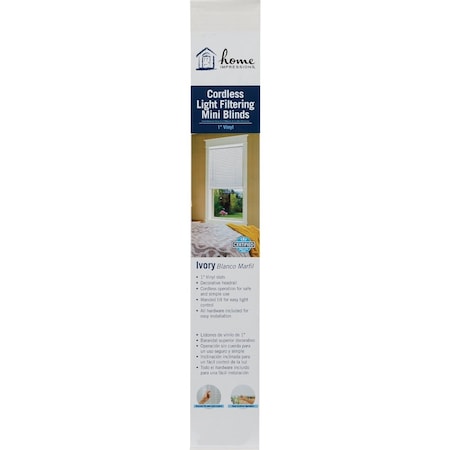 Home Impressions 46'' x 64'' x 1'' Ivory Vinyl Light Filtering Cordless Mini Blind 603401