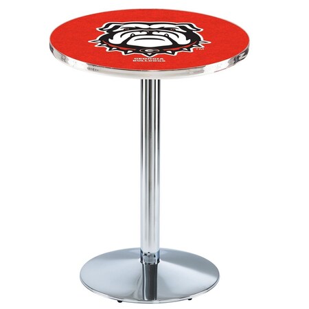 Holland Bar Stool Co 36" Chrome Georgia "Bulldog" Pub Table, 36" dia. Top L214C3636GA-Dog