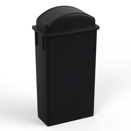 Regal Altair 23 Gallon Slim Rectangular Black Plastic Trash Can with Dome Swing Lid, Vent Channel Design ZR-TC-300-BK+LD-310-KIT