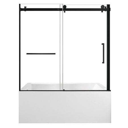 Kingston Brass 60" Acrylic Alcove Left-Hand Drain Tub with Right Sliding Tub Door, White/Matte Black KVTDE603122L0