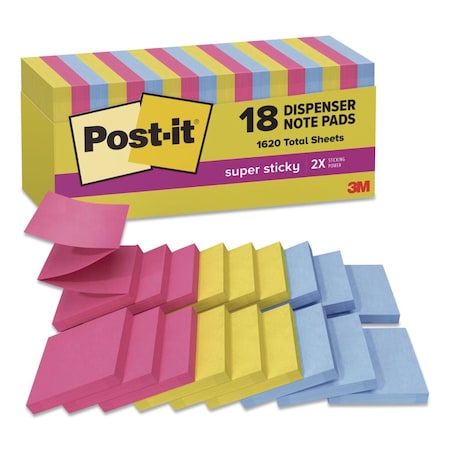 Post-It Pop-up Notes Summer Joy Collection Colors, Cabinet Pack, 3 x 3, Assorted Colors, 90 Sheets/Pad, 18PK R330-18SSJOYCP