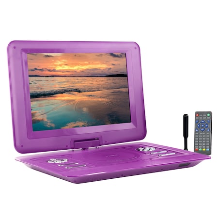 Trexonic 13.3 Inch Portable TV+DVD Player with Color TFT LED Screen and USB/HD/AV Inputs TR-D133PUR