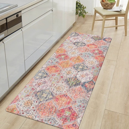 World Rug Gallery Transitional Cushioned Anti Fatigue Standing Kitchen Mat 18 ft x 47 ft Multi WR19MULTI18X47