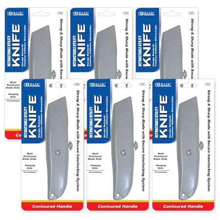 Bazic Products Multipurpose Utility Knife, 6PK 114
