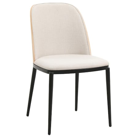 Leisuremod Tule Fabric Dining Side Chair with Powder-Coated Steel Frame, Natural Wood/Beige TCNW18BG