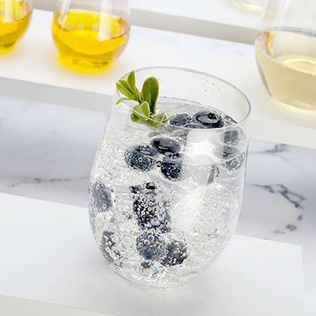 Smarty Had A Party 16 oz. Clear Elegant Stemless Disposable Plastic Wine Glasses (64 Glasses), 64PK 03716-CASE