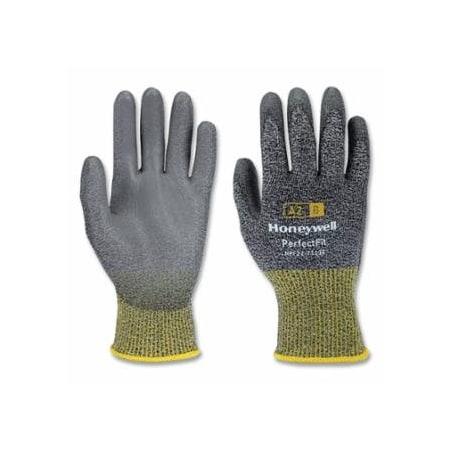 Honeywell New Perfect Fit Gloves, 13 ga, PU A2/B, 9/Large, Gray, 10PK 068-NPF22-7113G-9/L