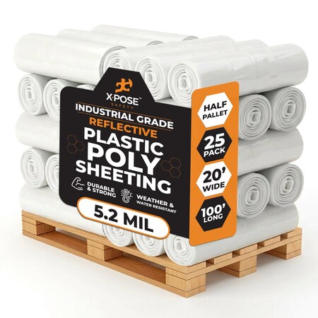 Xpose Safety 20ft x 100ft Clear Poly Sheeting, 5.2 Mil, 25PK C-620IS-25-X