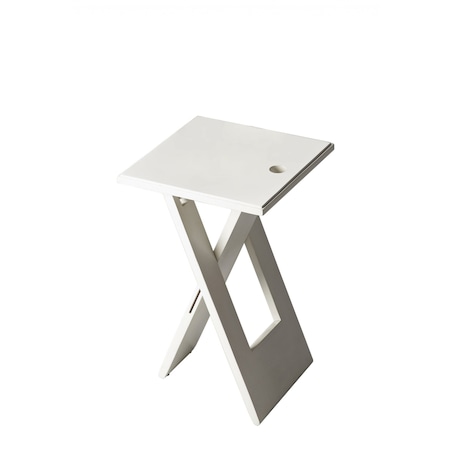 Homeroots 18" White Solid Wood Square Folding End Table 488893