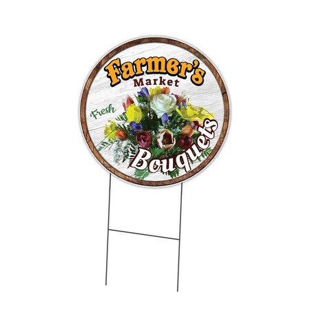 Signmission Farmers Market Bouquets Double Sided Corrugated Plastic Circle Yard Sign, C-16-CIR-DS-WS- Bouquets C-16-CIR-DS-WS- Bouquets