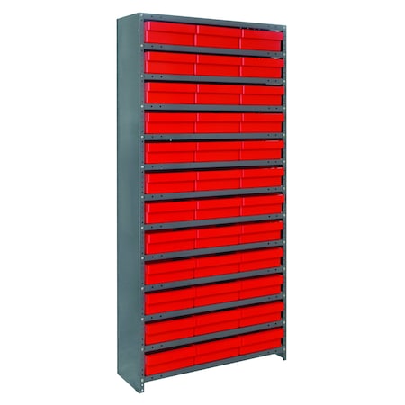 Quantum Storage Systems 13 SHELF CLOSED UNIT W/52 RED BINS CL1275-678RD