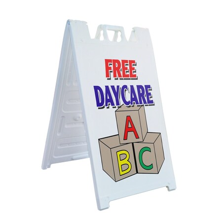 Signmission Free Daycare, A-Frame & 2 Decals Installed, Heavy-Duty Plastic Frame SBHD-D-2436-Free Daycare