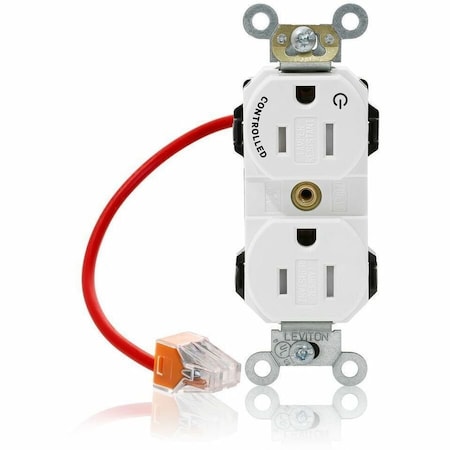 Leviton Straight Blade Receptacle, 5-15R, 15 A, 125V AC, Self-Grounded MT562-1CW