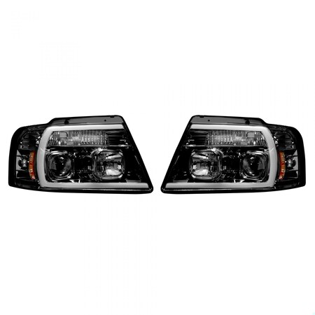 Recon 04-08 F150 PROJECTOR HEADLIGHTS W/HIGH POWER SMOOTH OLED HALOS/DRL-SMO 264198BKC