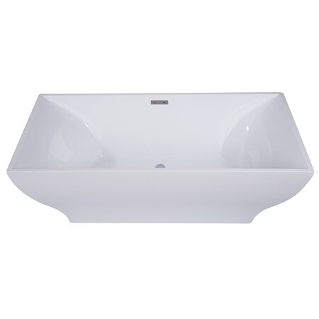Alfi Brand 67" White Rectangular Acrylic Free Standing Soaking Bathtub AB8840