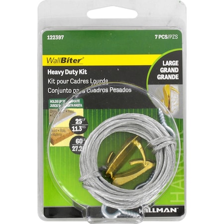 Hillman WallBiter Brass-Plated Heavy Duty Picture Hanging Kit 60 lb 122397