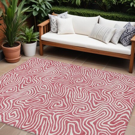 Homeroots 10' X 14' Blush And Ivory Abstract Washable Indoor Outdoor Area Rug 599699