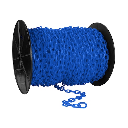 Mr. Chain 1" x 250' Sky Blue Plastic Safety Chain - Reel 10124