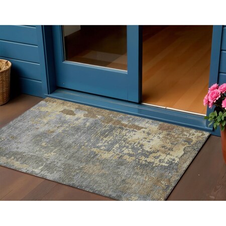Homeroots 3' X 5' Taupe Gray And Beige Abstract Washable Indoor Outdoor Area Rug 618244