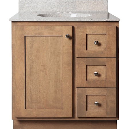 Bertch Storage Solutions 30''x34-1/2'' Hx21''D Driftwood Vanity Base without Top 2 Door/1 Drawer ST-B-DW-VSS30RT